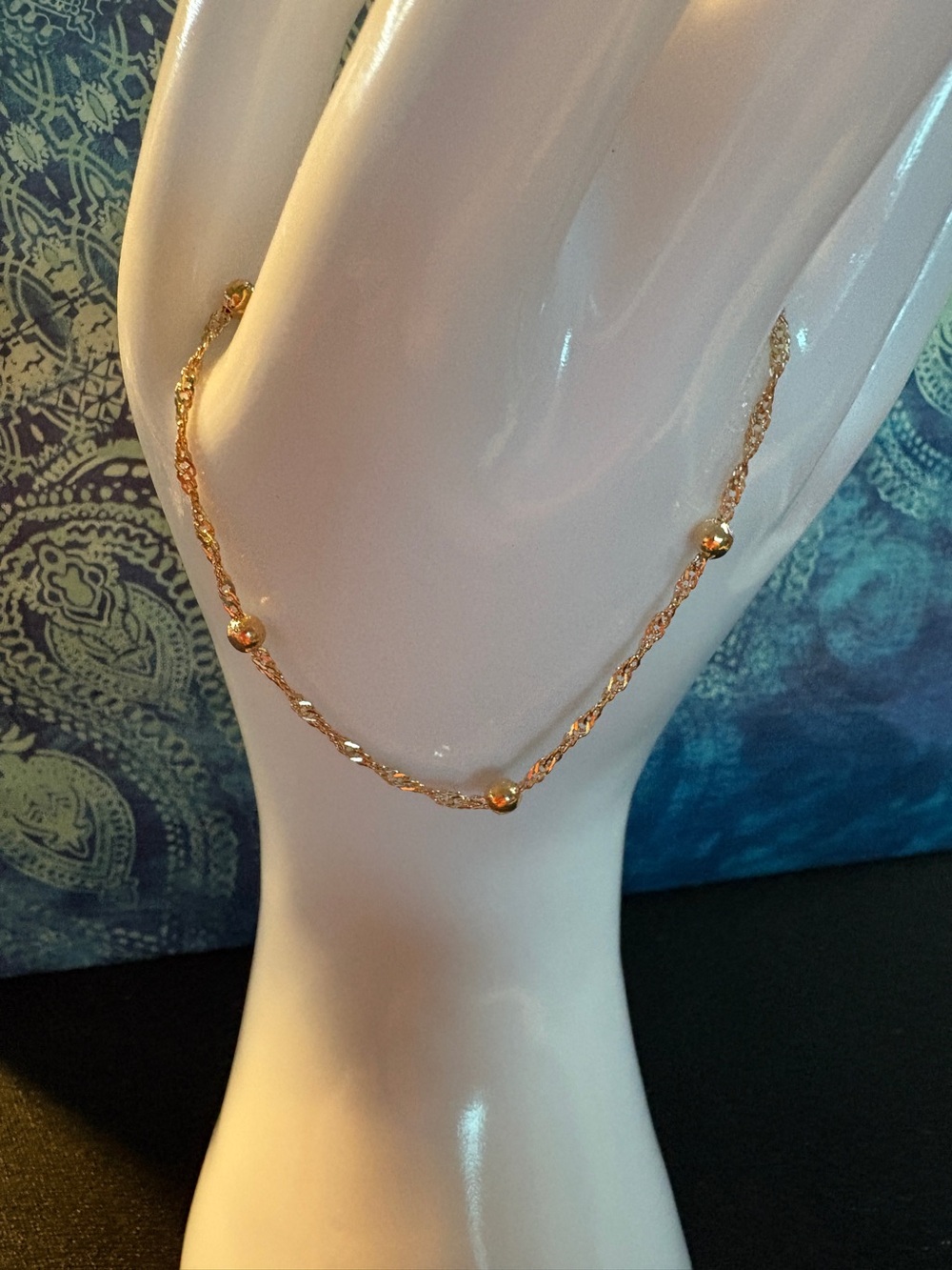 Gold Tone Beaded Rope Chain Bracelet - Women Jewelry